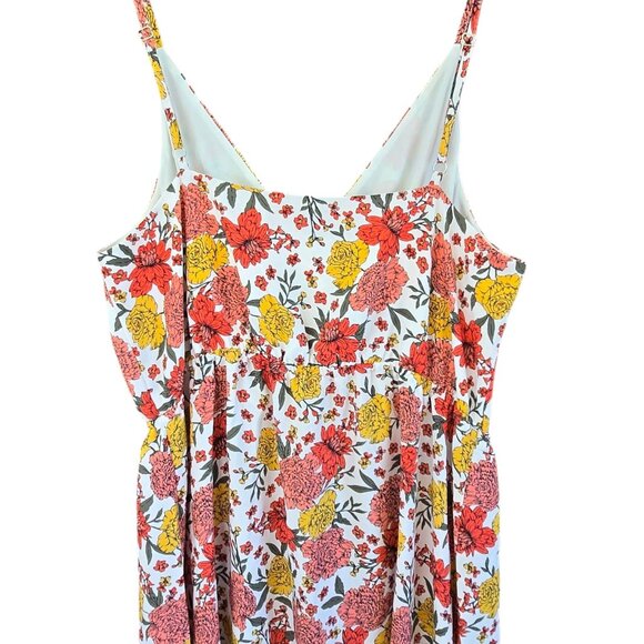 LOFT Floral Midi Dress Faux Wrap Ruffle Adjustable Straps Elastic Waist Large - Picture 4 of 10